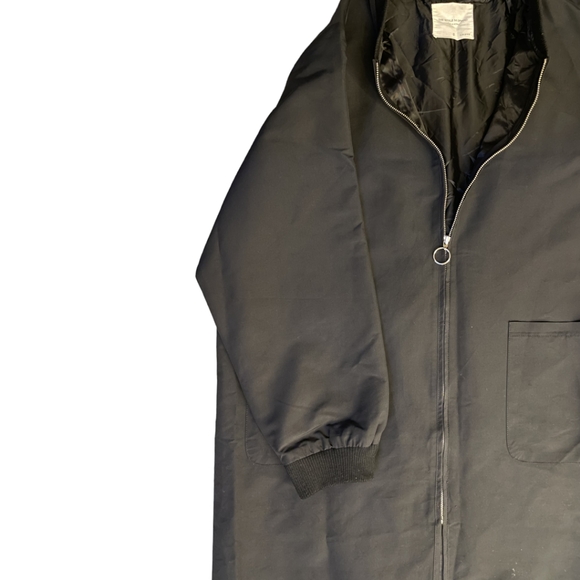 UNISEX Drop Shoulder Dual Pocket Black Overcoat - Picture 6 of 11